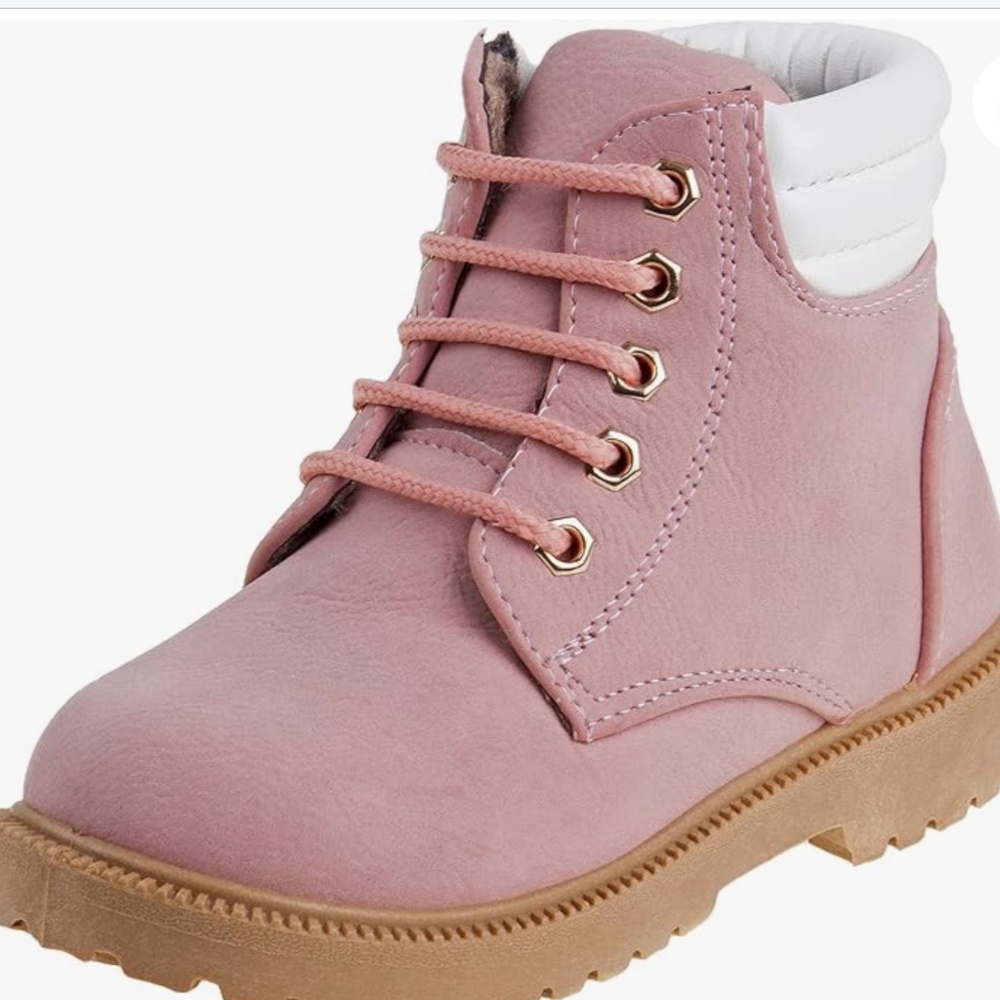 Rugged Bear Toddler Hiking Outdoor Waterproof Lace-Up Boots in Pink sz 7 NWOT